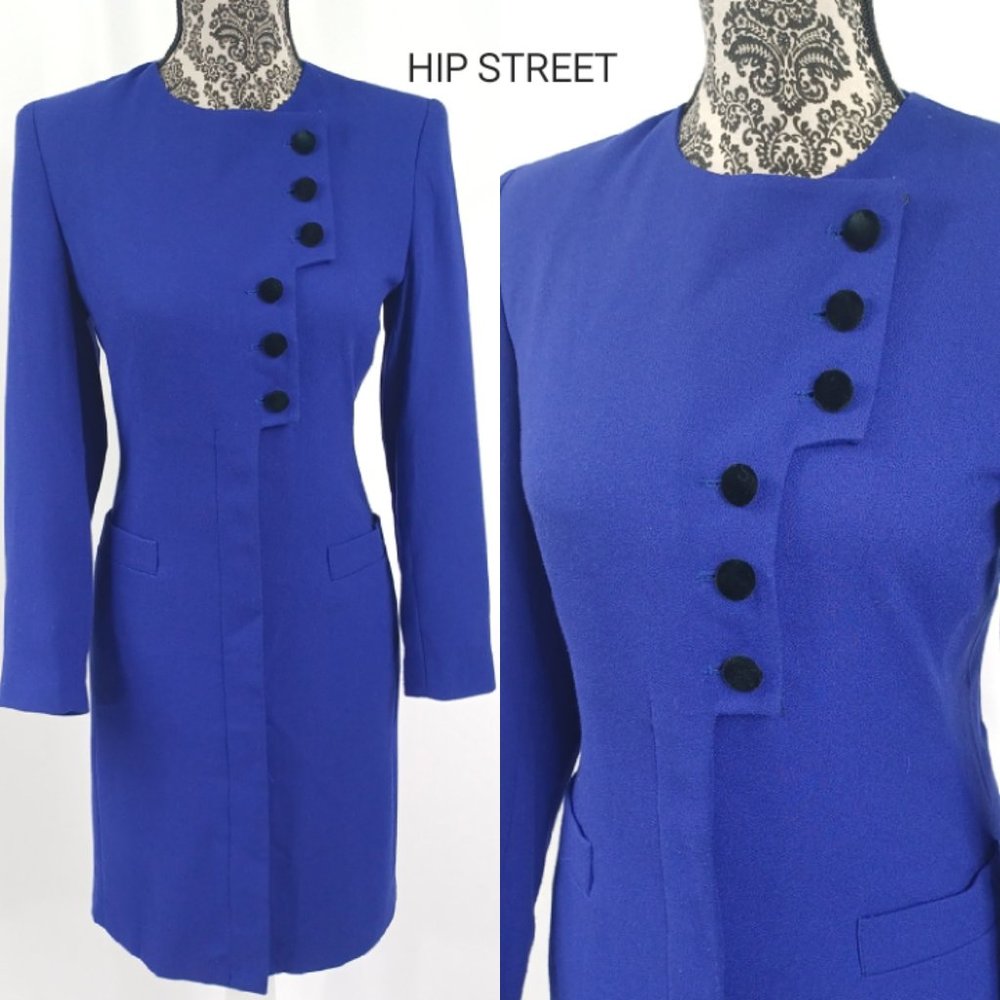 KASPER Dress Button Front LS Crepe Coat Dress 2P